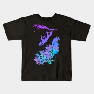 Cobra and Flowers - Purple Kids T-Shirt